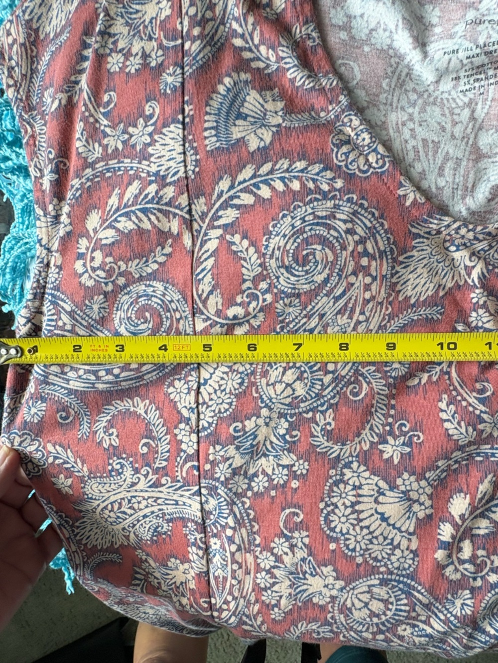 NWOT J. Jill Pure Jill Pink Border Print Maxi Dress Size M | Boho Cotton V-Neck - Picture 9 of 10